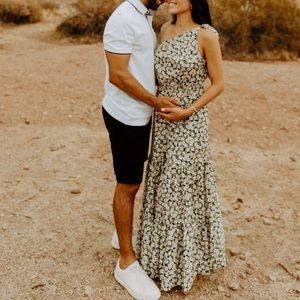 Pretty one shoulder, maxi dress, Size Small. Floral!